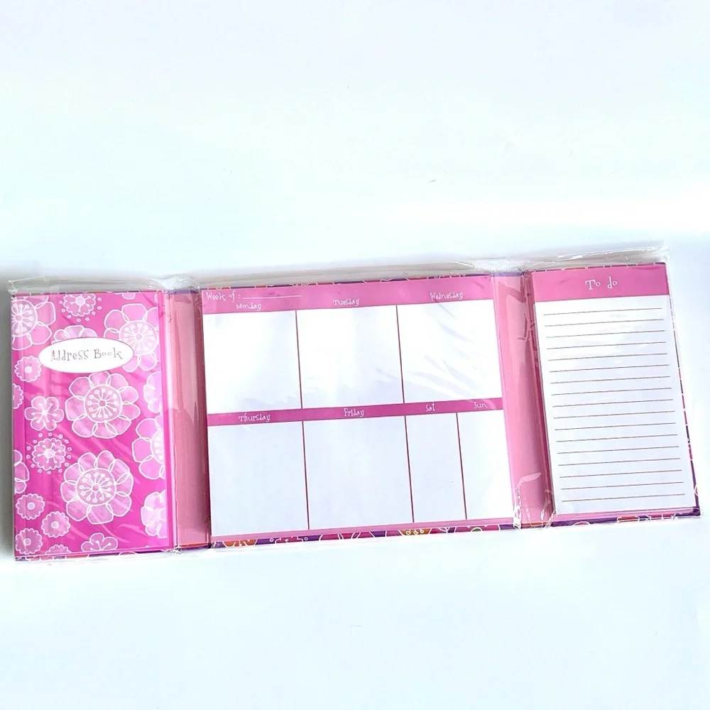 Retro Floral Organizer Address Book To Do Lists Book Purple Pink Orange